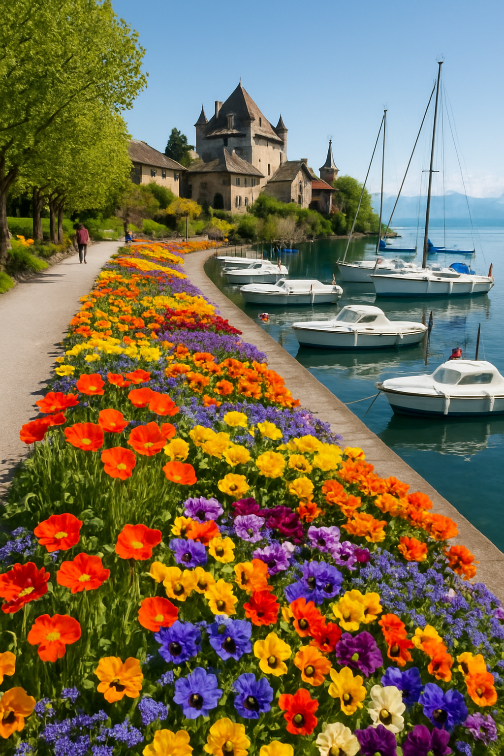 découvrez yvoire, le plus beau village de france en haute-savoie, situé au bord du lac léman. flânez le long de ses quais fleuris et laissez-vous séduire par son charme pittoresque et son atmosphère paisible.