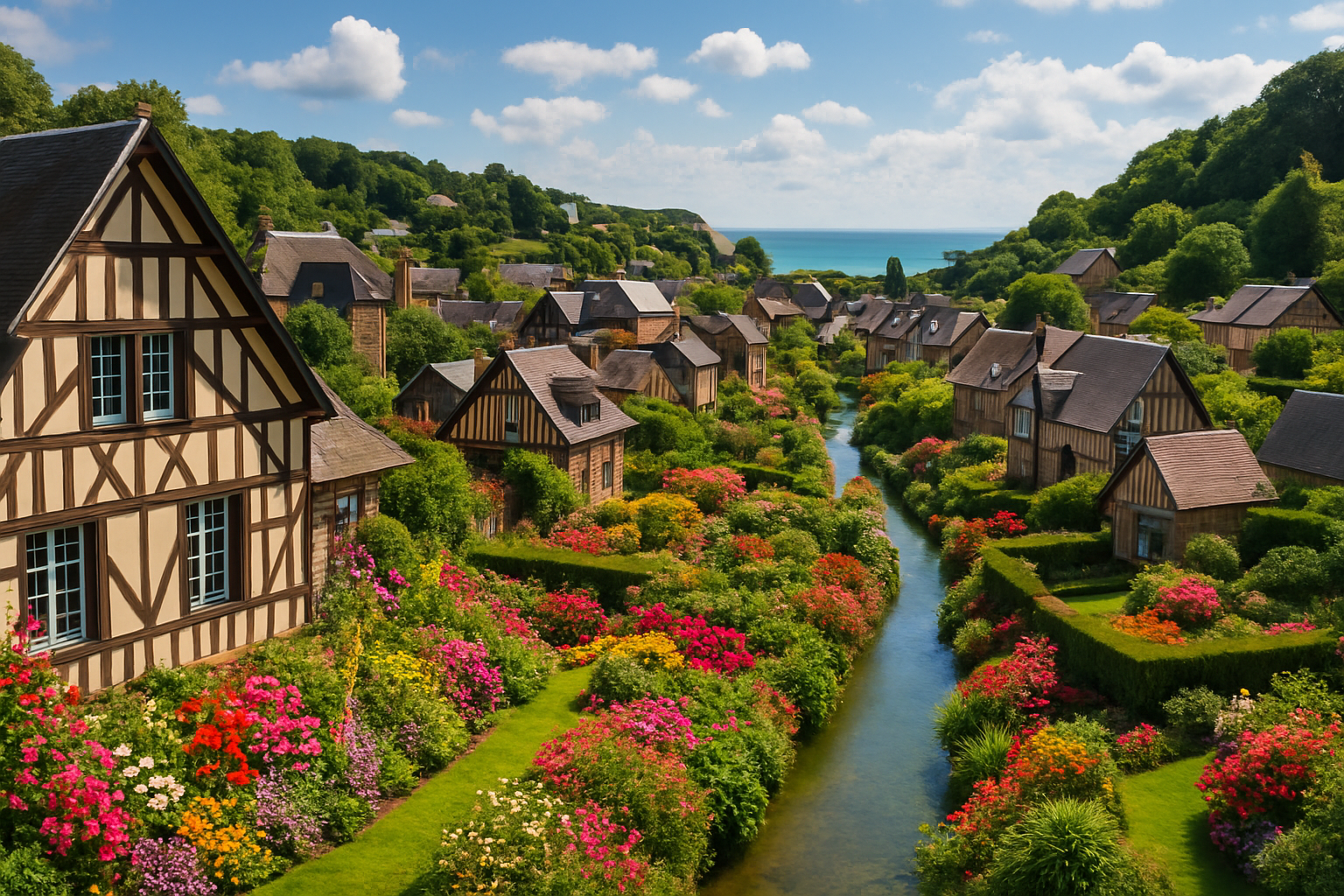 découvrez veules-les-roses, le plus beau village de france en seine-maritime, célèbre pour son charmant fleuve, le plus court de france. un lieu enchanteur où la nature et l'architecture se rencontrent pour offrir une expérience inoubliable.