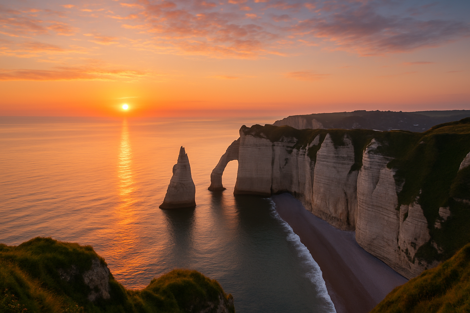 découvrez la beauté naturelle d'étretat avec ses falaises impressionnantes et ses plages emblématiques. partez à l'aventure sur les côtes normandes et laissez-vous séduire par des panoramas à couper le souffle lors de votre visite.